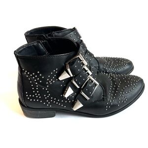 MISSPAP studded Black booties buckles silver size 39 (8)